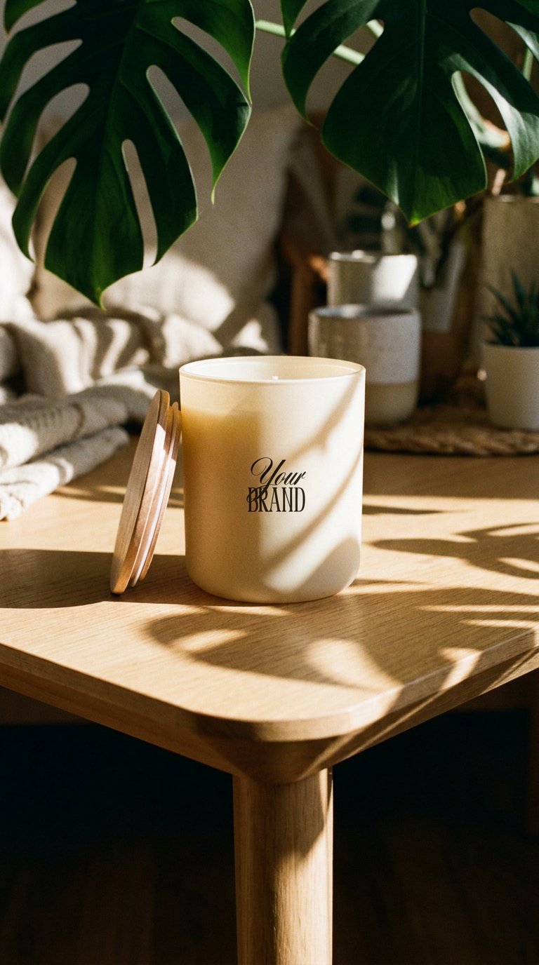 AI product shot of Luxe Private Label Candles, 12 oz Printed (Minimum 36)