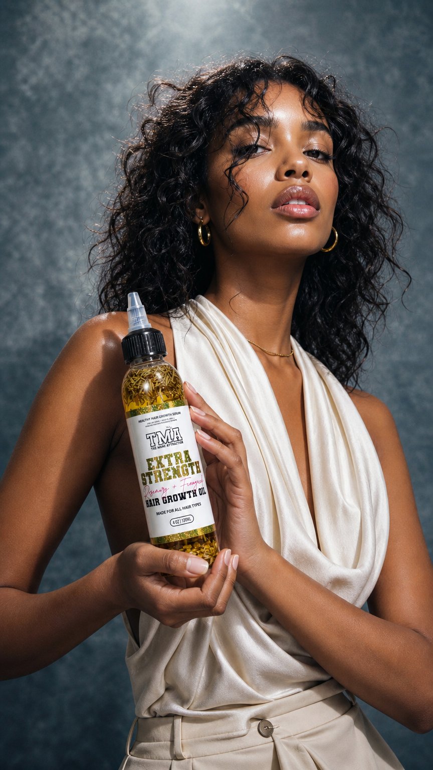 AI product shot of Jumbo Extra Strength Rosemary+Fenugreek Herbal Hair Growth Oil