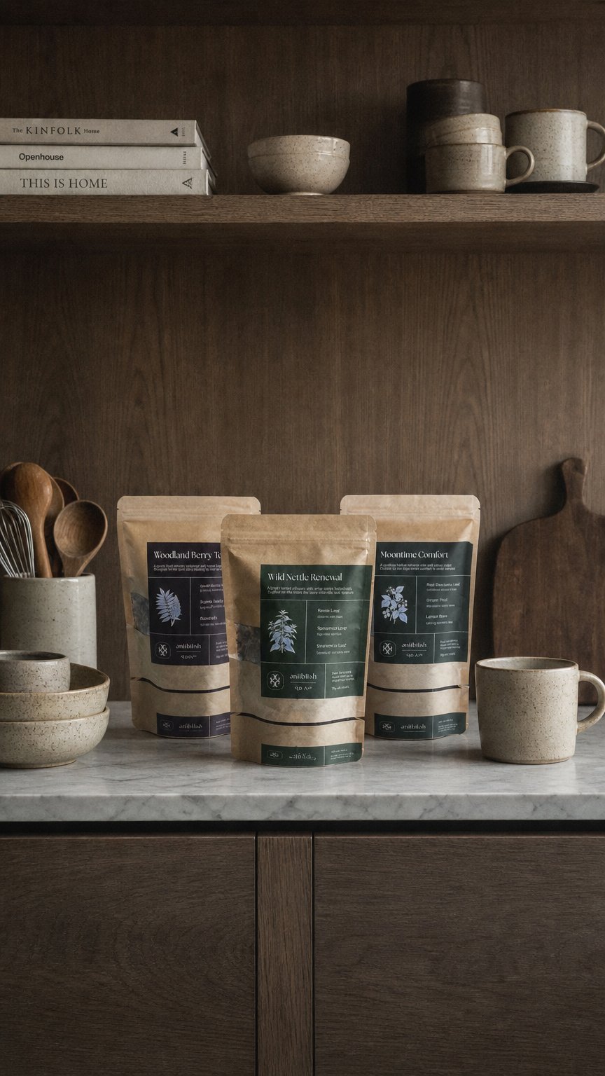 AI product shot of Northern Moon Ritual Herbal Tea Set
