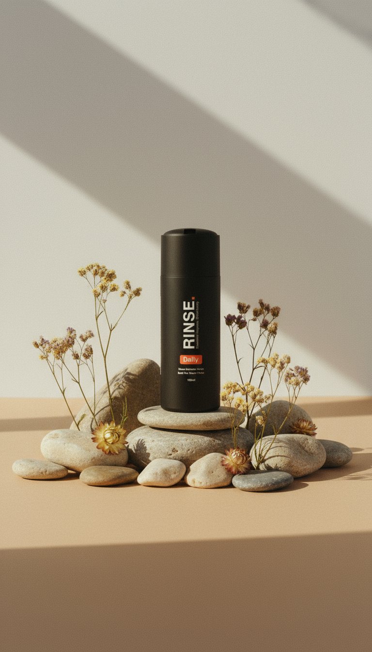 AI product shot of RINSE Daily Men’s Intimate Wash
