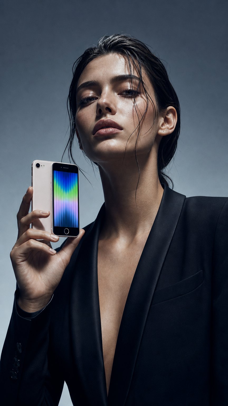 AI product shot of Apple iPhone SE 3. generace 2022 servis, výměna displeje, baterie, zadního skla a nabíjení