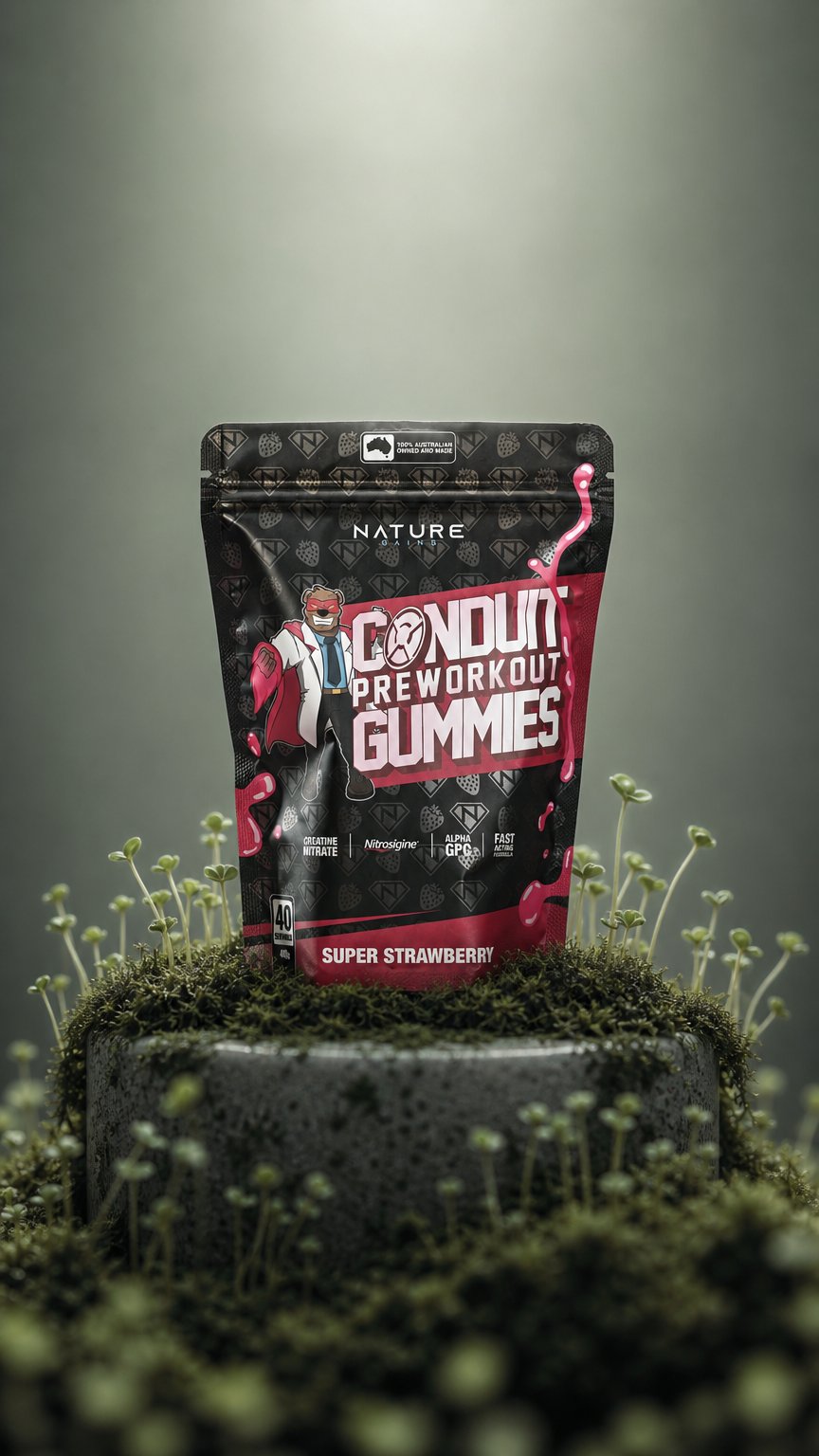 AI product shot of Conduit Pre-Workout Gummies