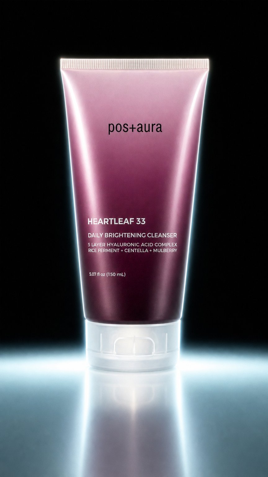 AI product shot of Heartleaf 33% Foaming Facial Cleanser - Gentle Face Wash with Centella, Rice Ferment, & Mulberry, 5-Layer Hyaluronic Acid, Low-pH Daily Cleanser for Sensitive & Oily Skin.
