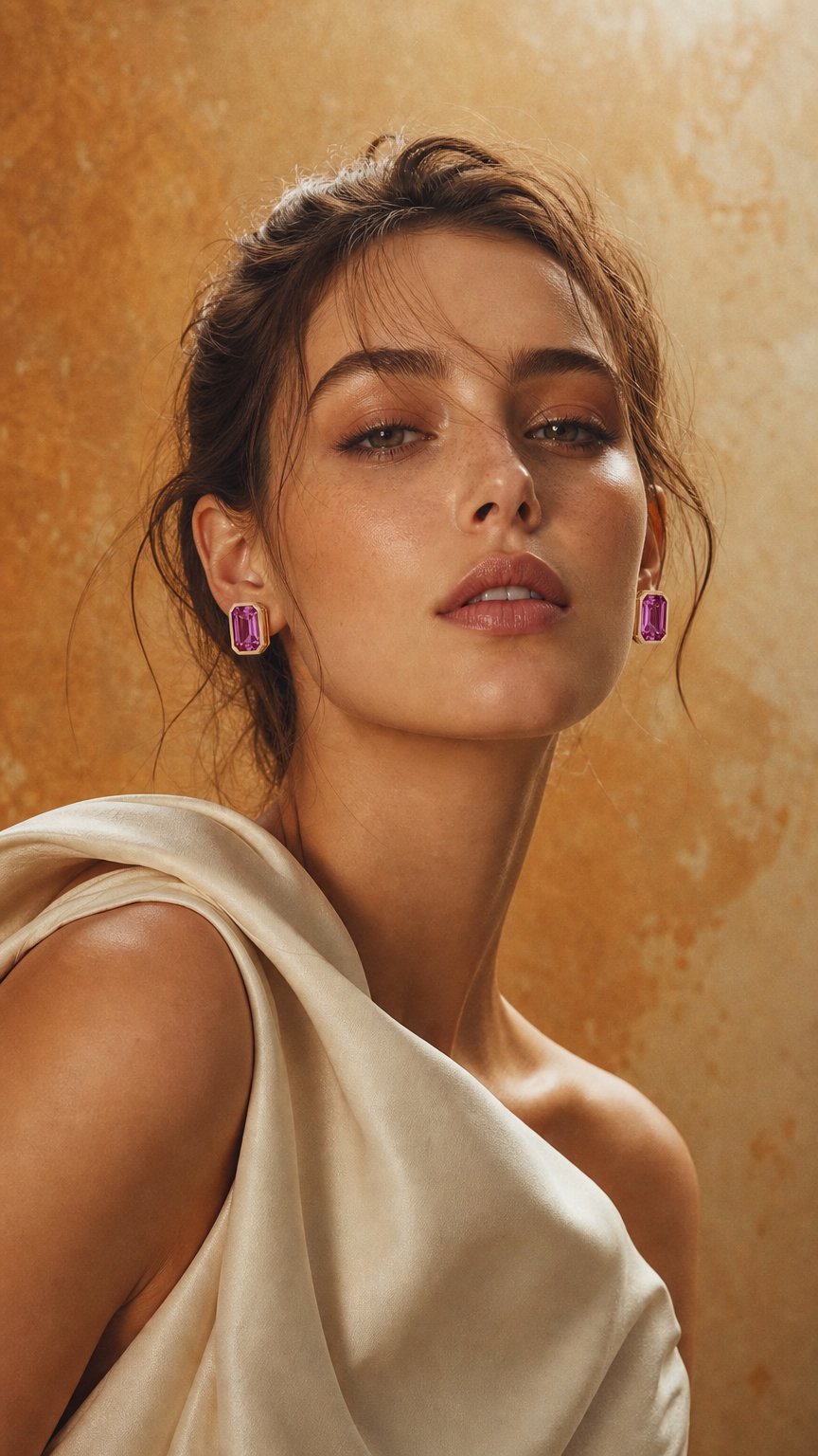 AI product shot of Venus Pink Sapphire Earrings
