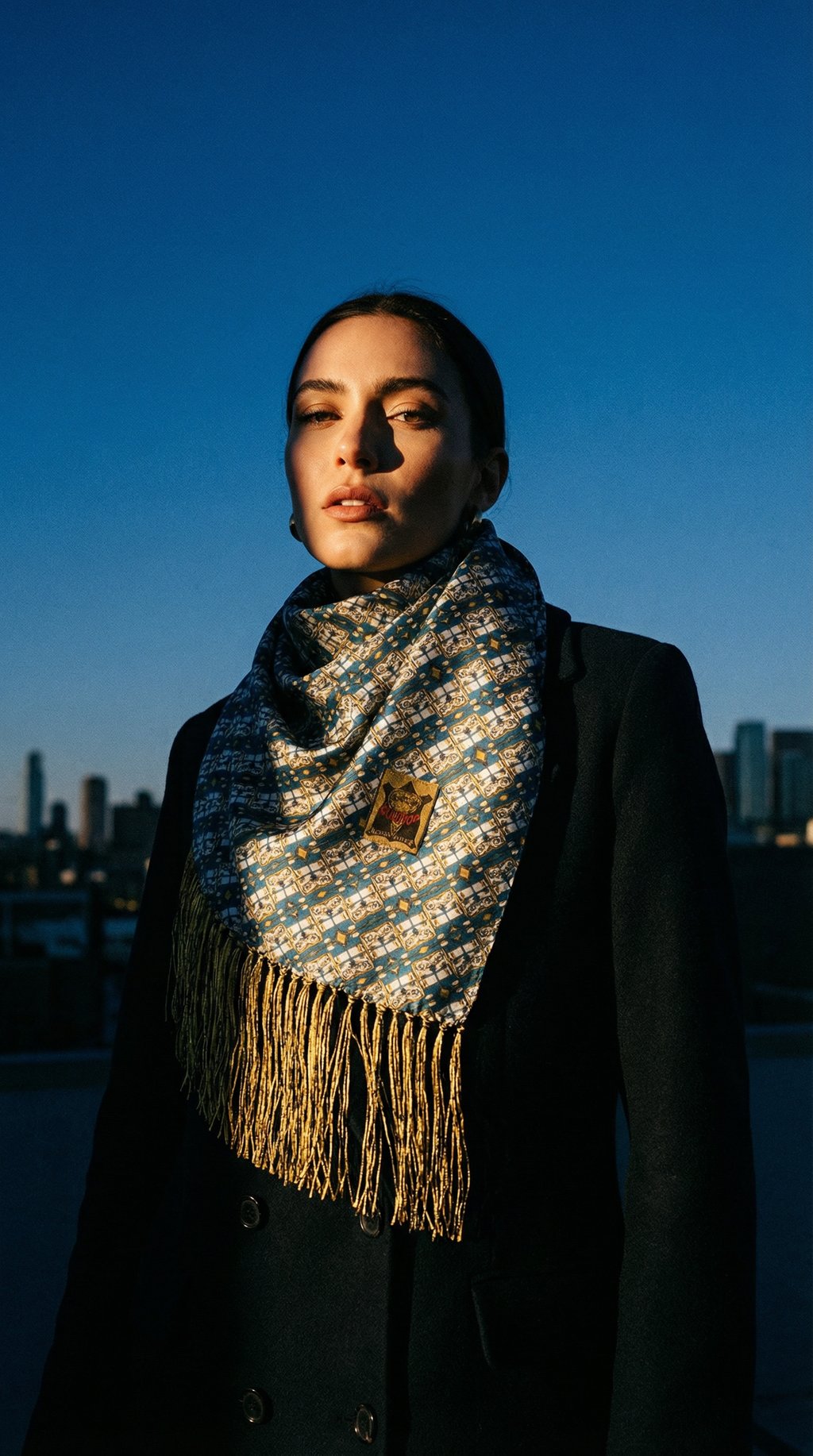 AI product shot of 100% Silk Motorcycle Scarf - DGR