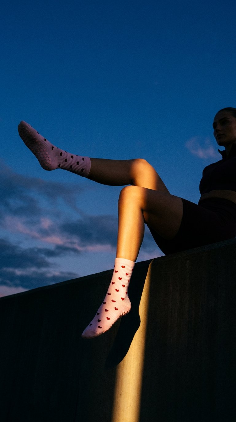 AI product shot of Rosalie Pilates Gripsokken