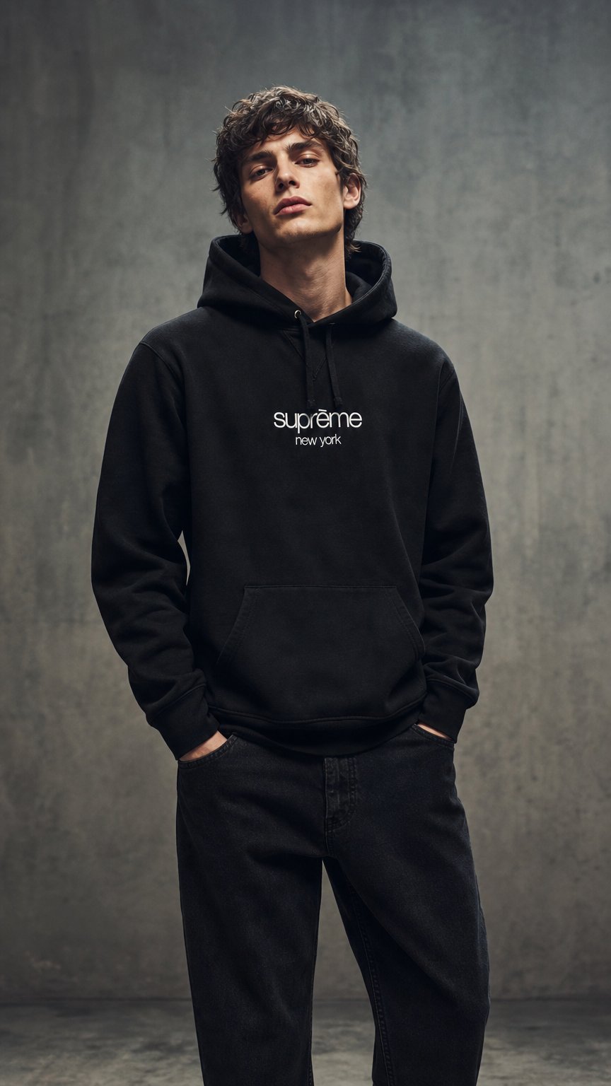 AI product shot of Supreme New York Hoodie - L