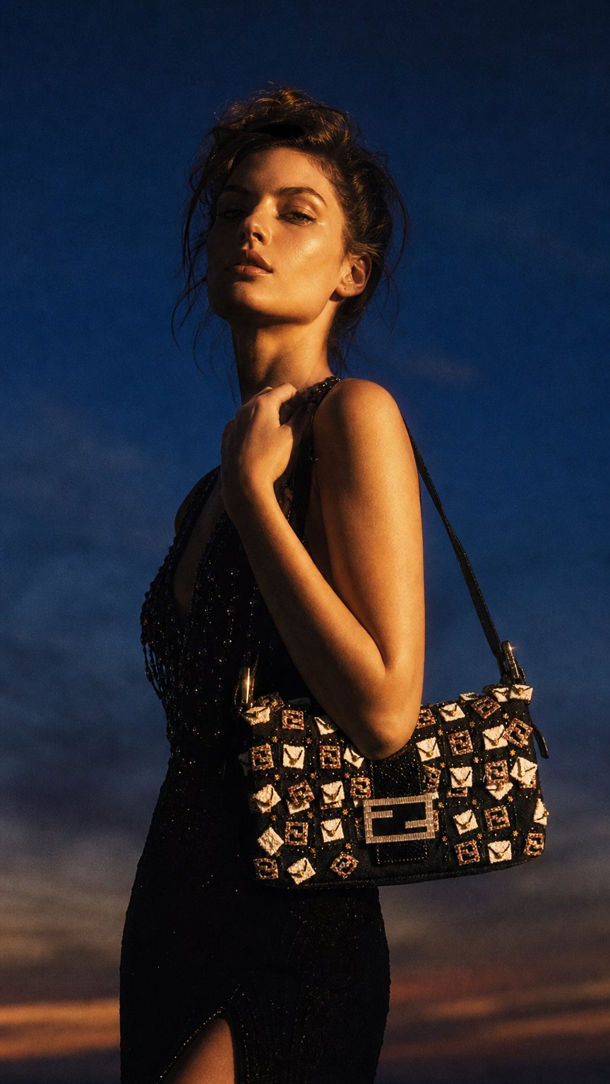 AI product shot of Fendi Love Letter Baguette