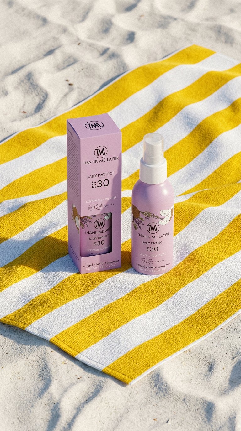 AI product shot of Coconut & Lavender Mineral Sunscreen