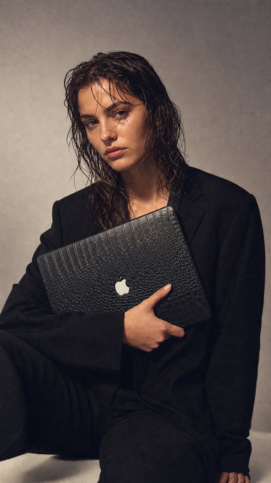 AI product shot of SICILY - Casebus Case for MacBook, Crocodile Pattern Leather Hard Shell Protective Cover