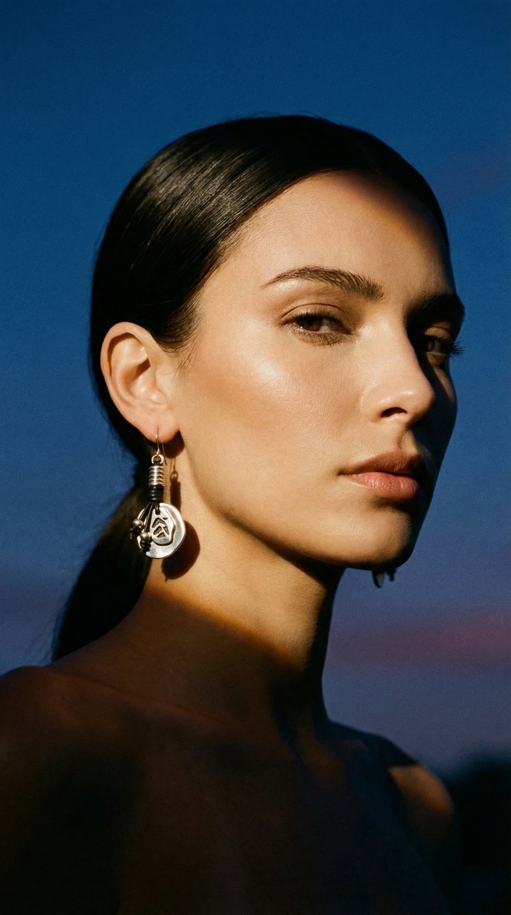 AI product shot of Leather earrings tribal - Black