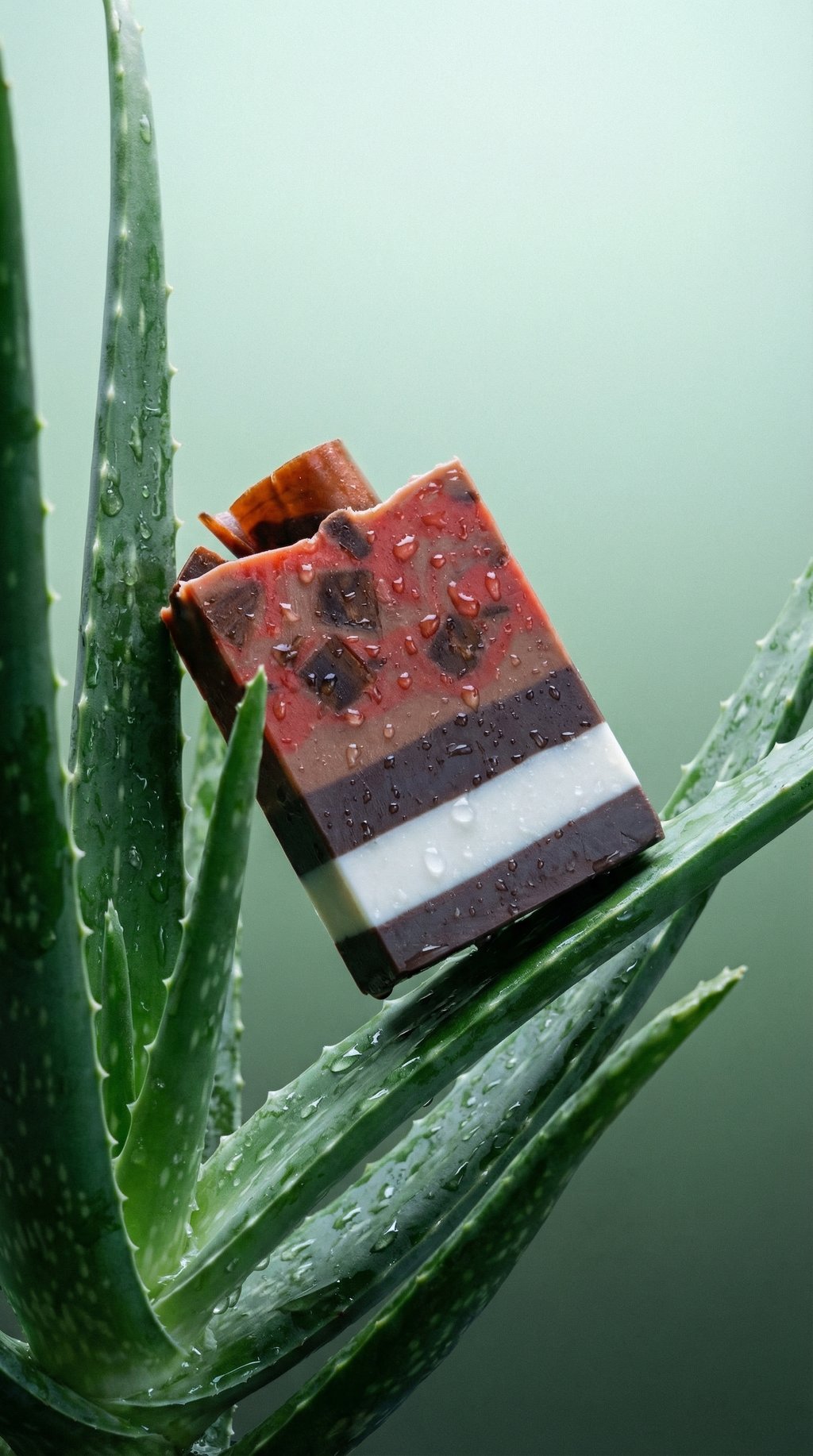 AI product shot of Bordeaux Cherry + Cocoa Artisan Soap
