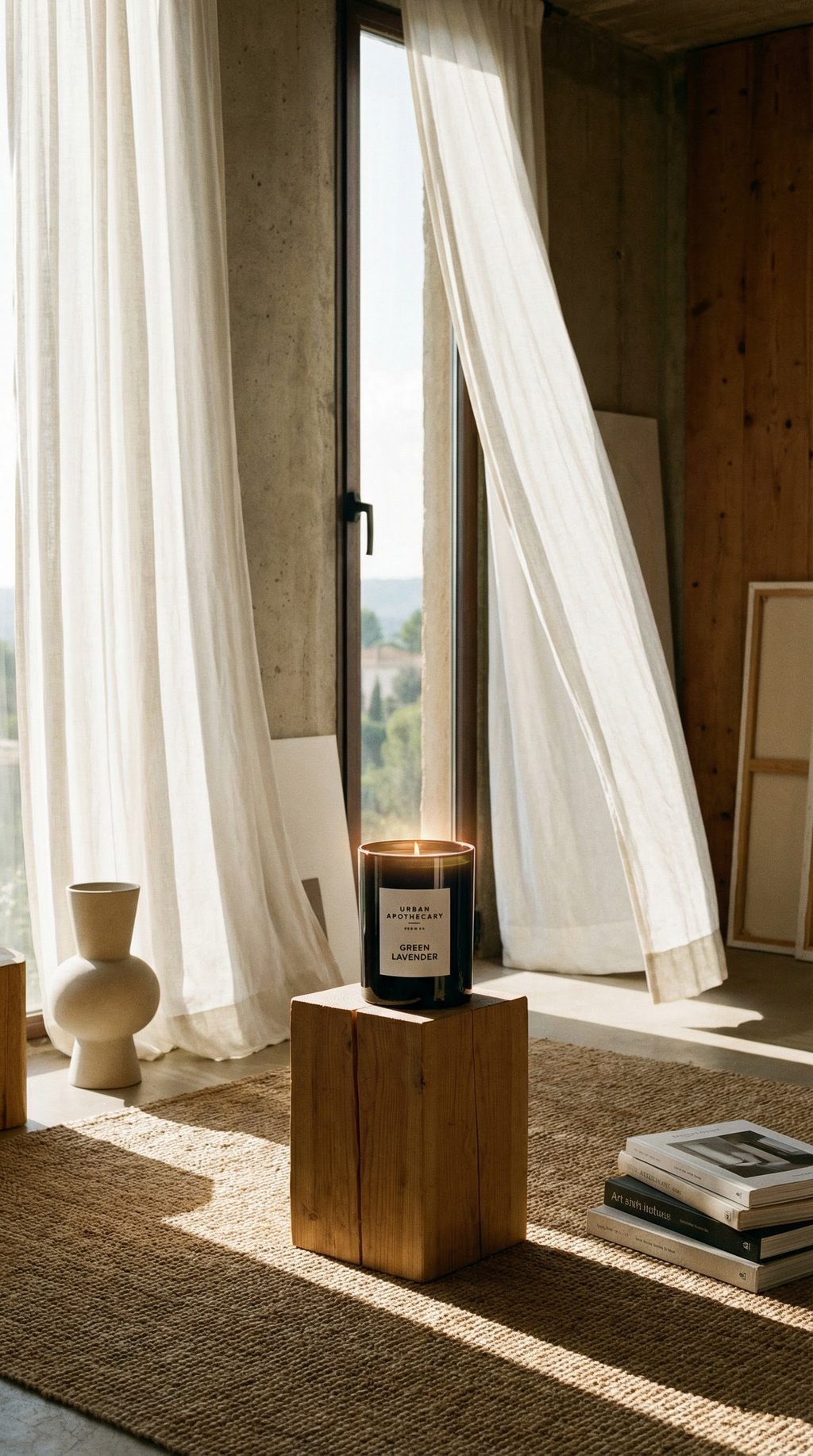 AI product shot of Green Lavender Signature Candle