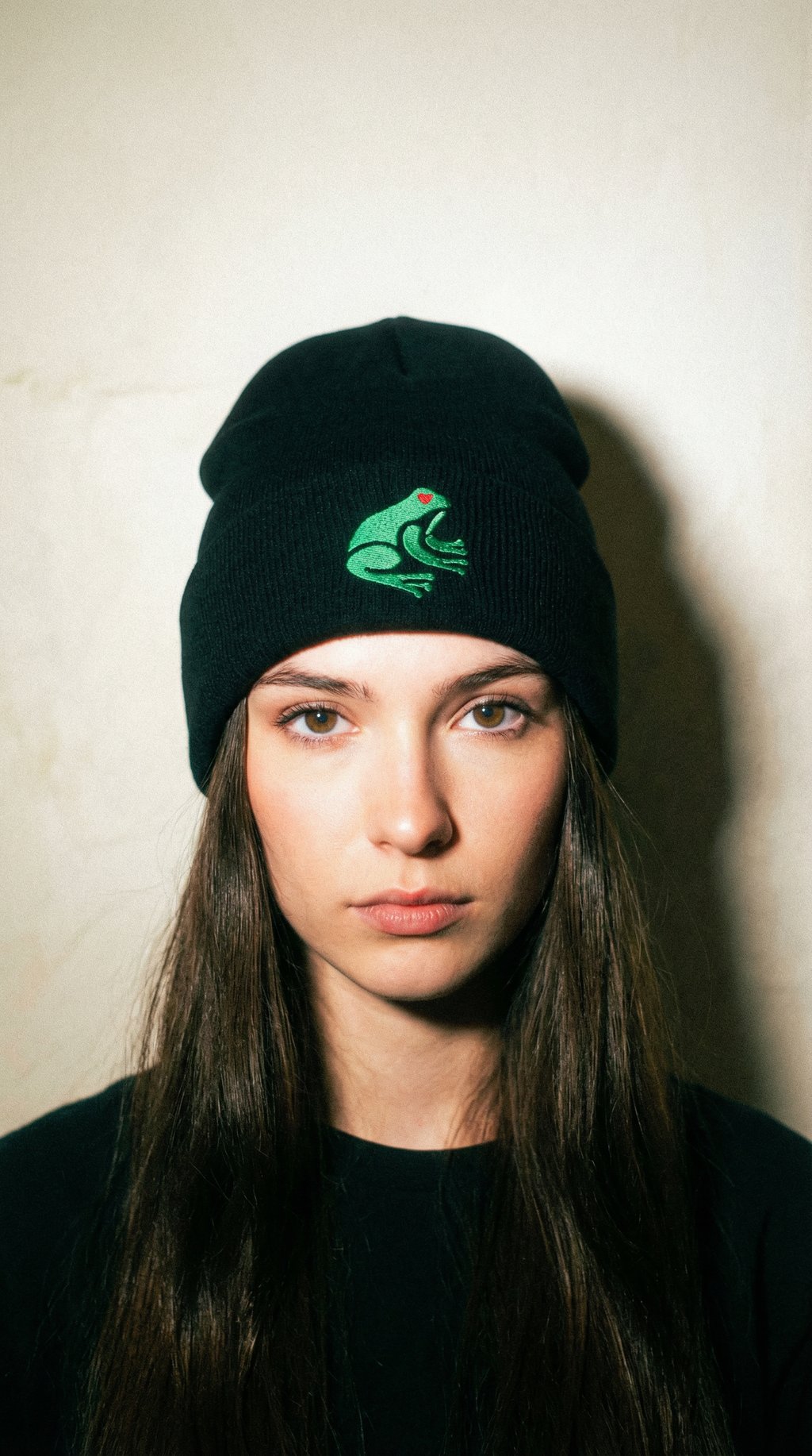 AI product shot of HelpFrogs Logo Beanie