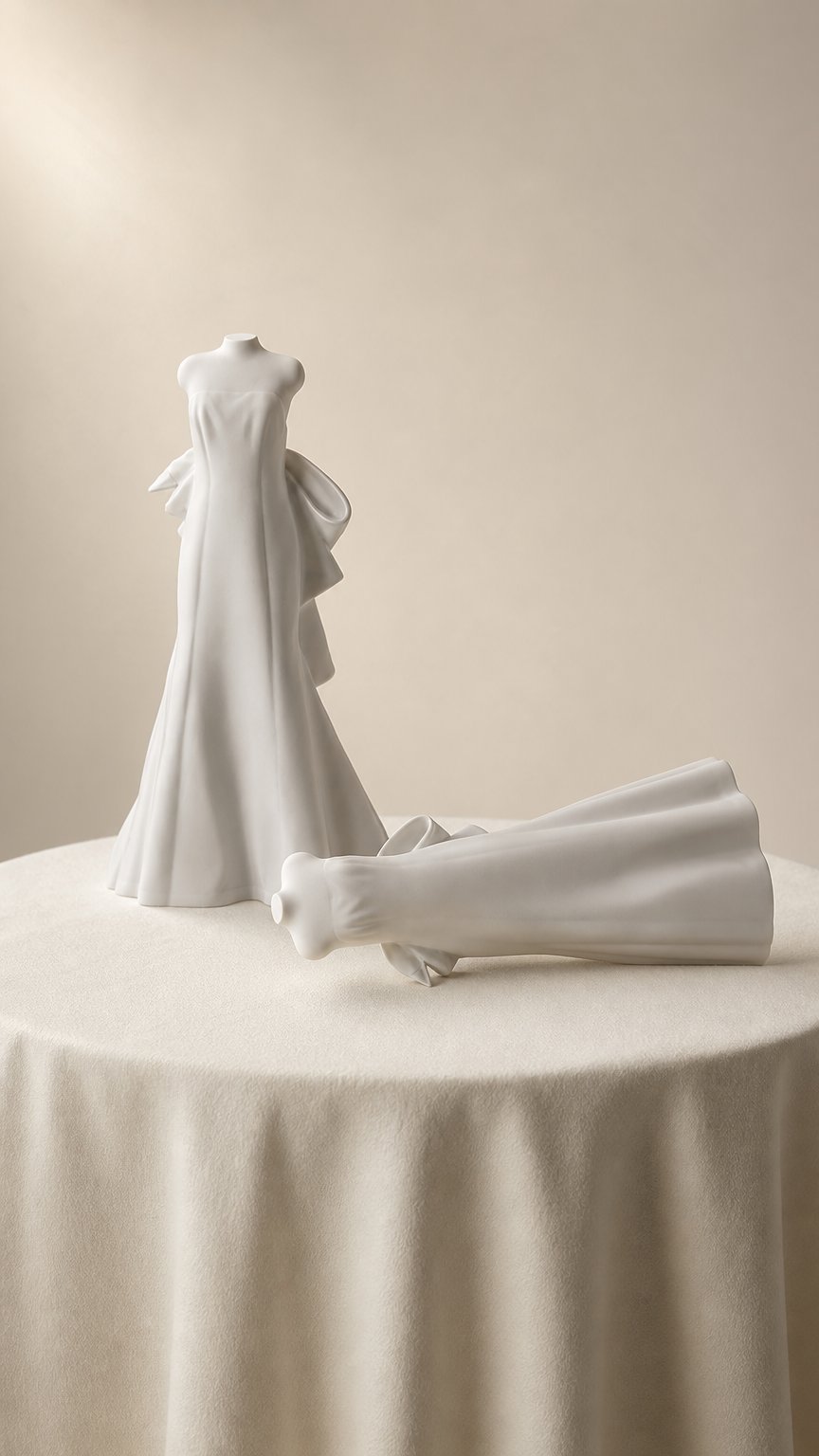 AI product shot of Custom sculpture of your wedding dress