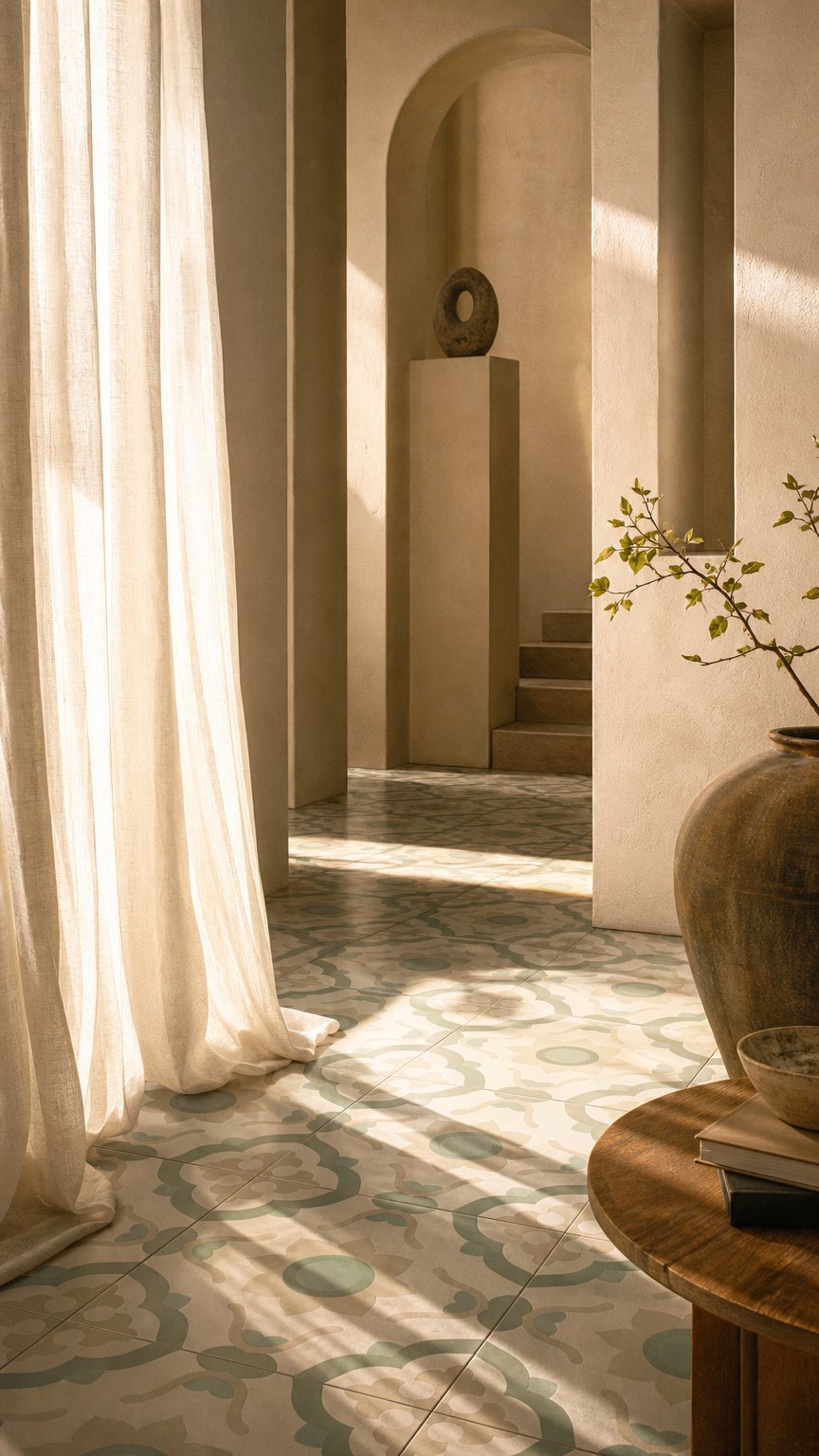 AI product shot of Kaleidoscope Sand Porcelain Tile