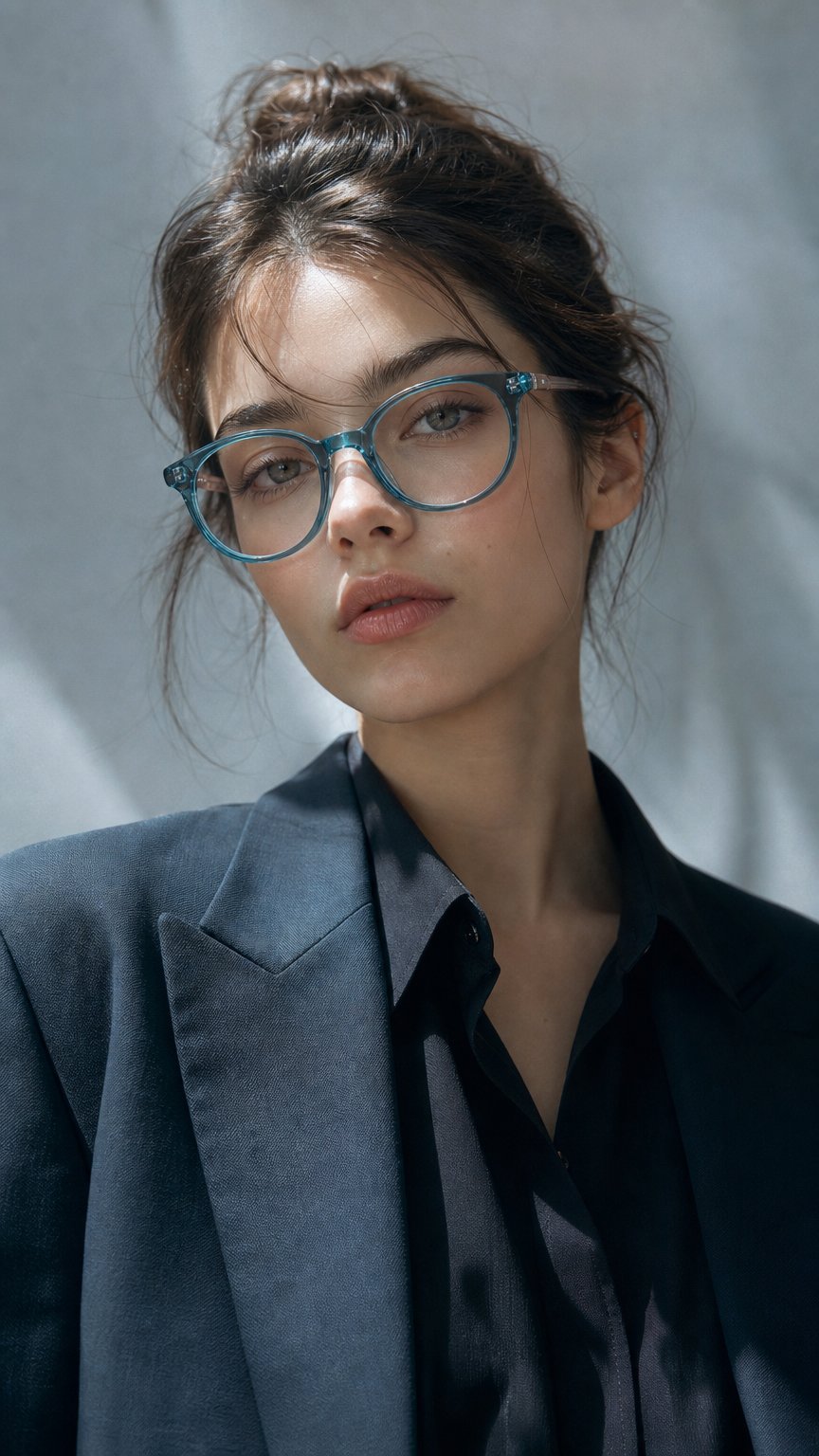 AI product shot of Cindy Round Peacock/Green Eyeglasses