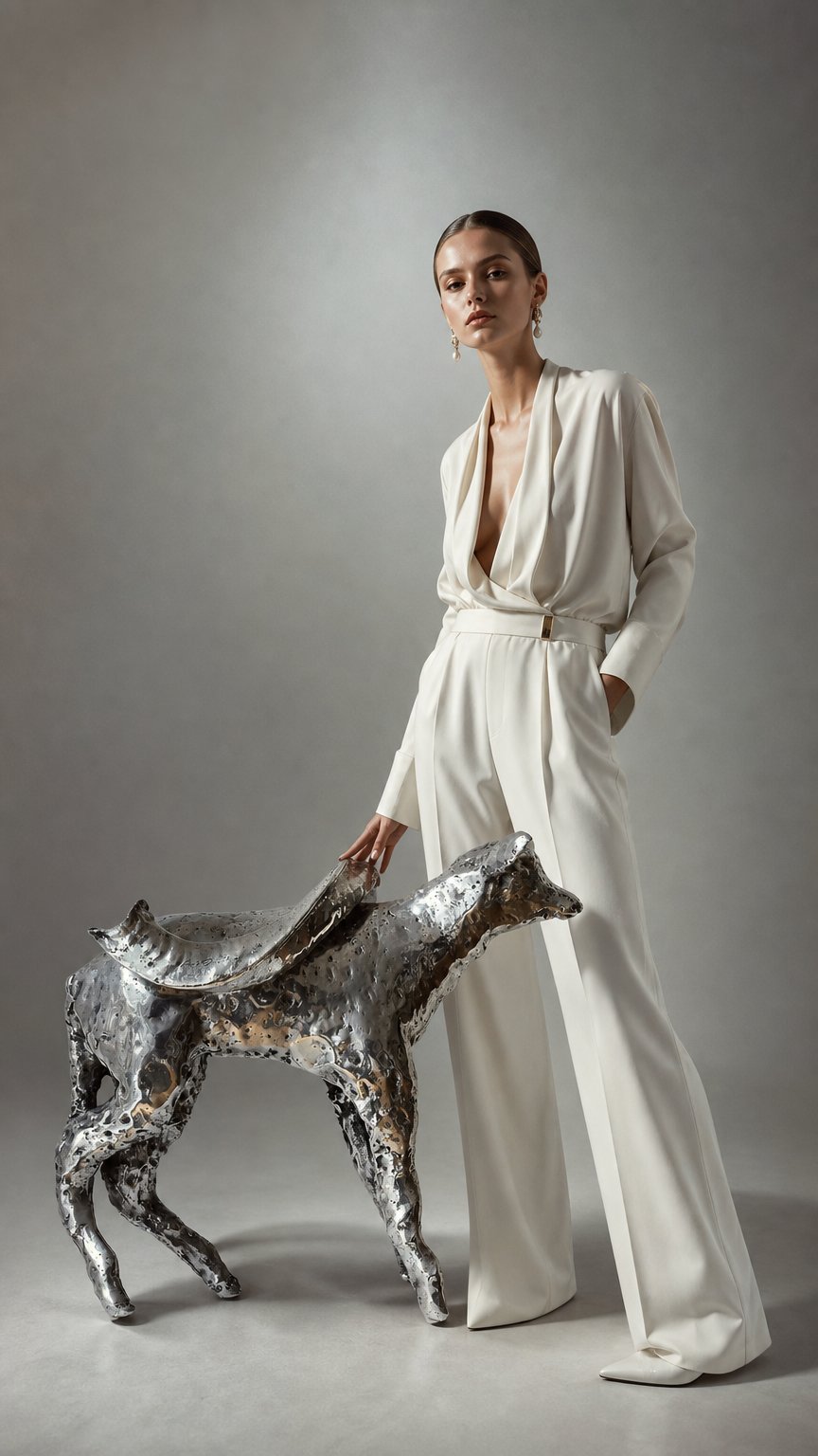 AI product shot of Casted Aluminum Lamb sculpture