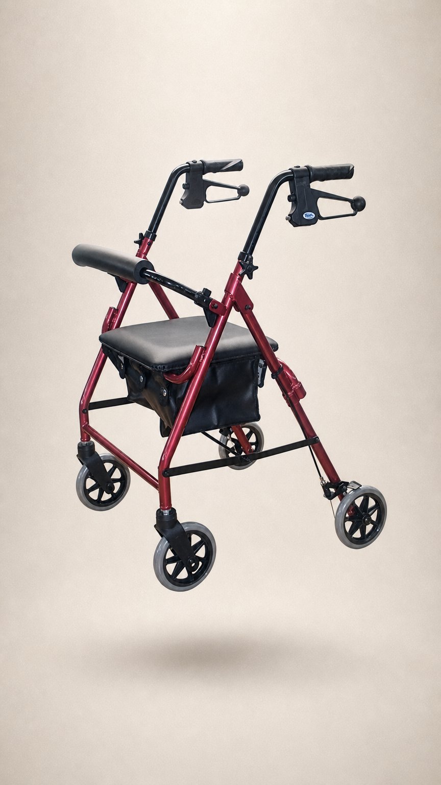 AI product shot of Days 102 Rollator, 6 inch Wheels, Red