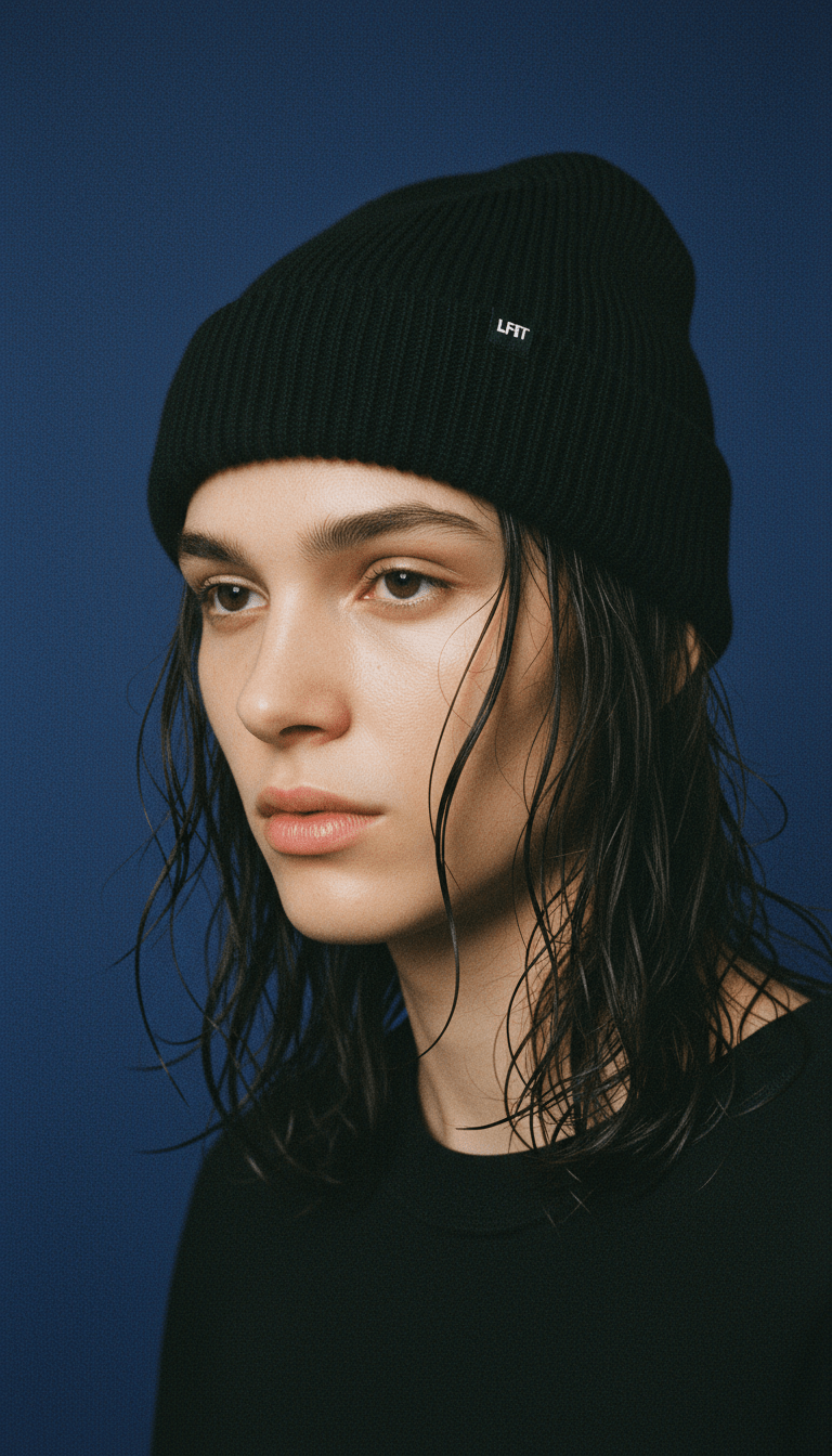 AI product shot of Double Rib Knit Beanie