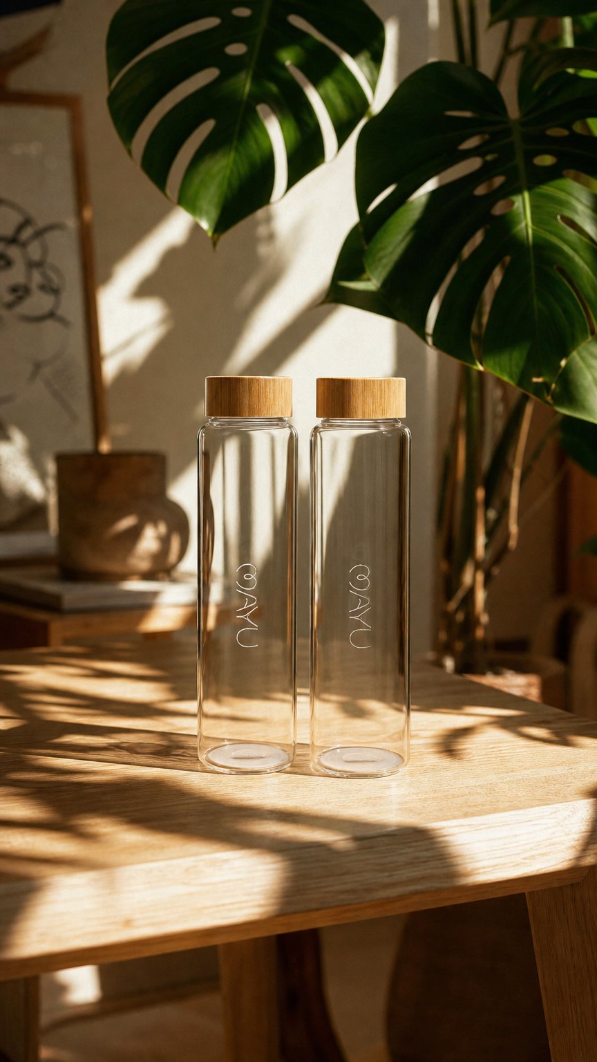 AI product shot of Pure Glass 1L Bottle - Pack of 2