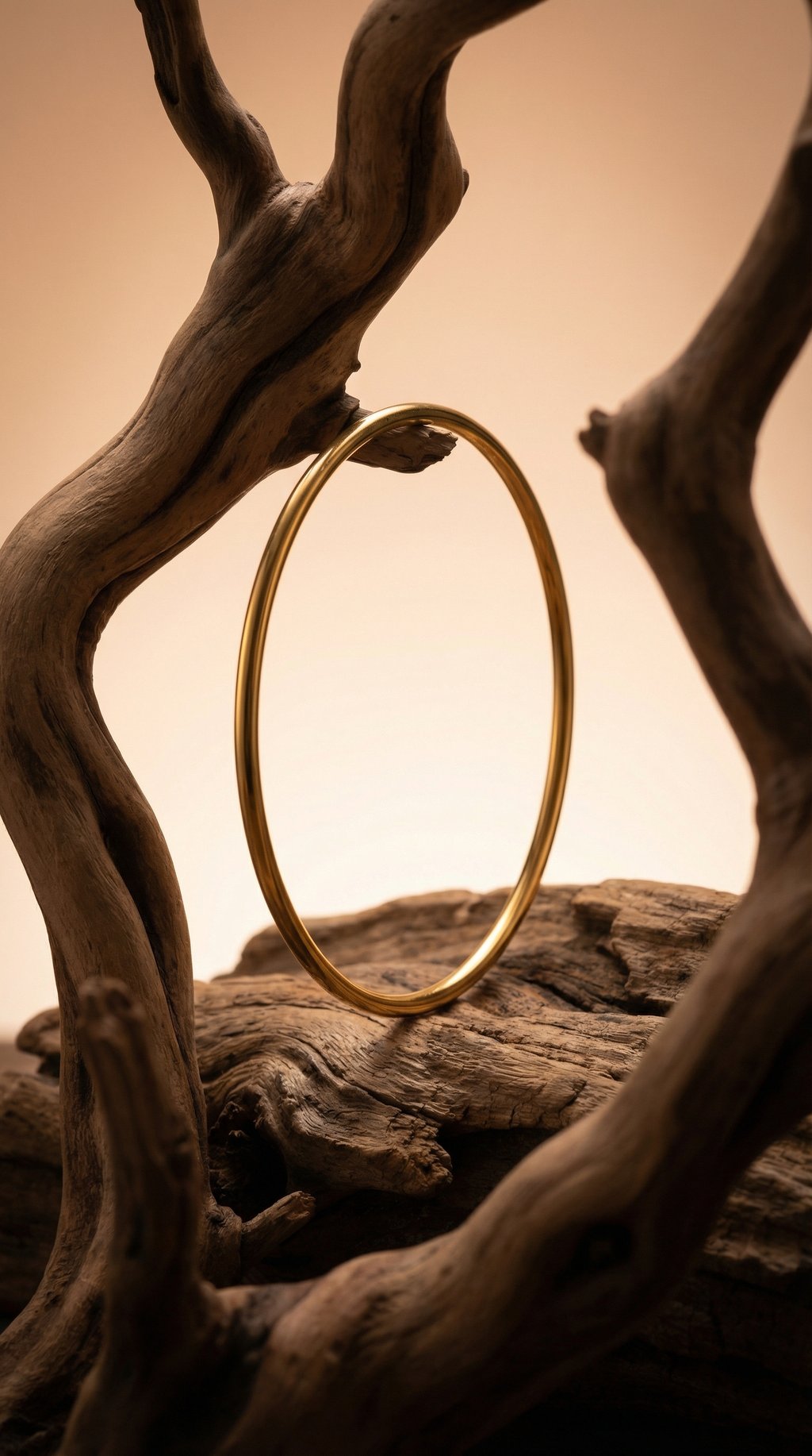 AI product shot of Bangle armring i 18 karat forgyldt titanium 3mm.