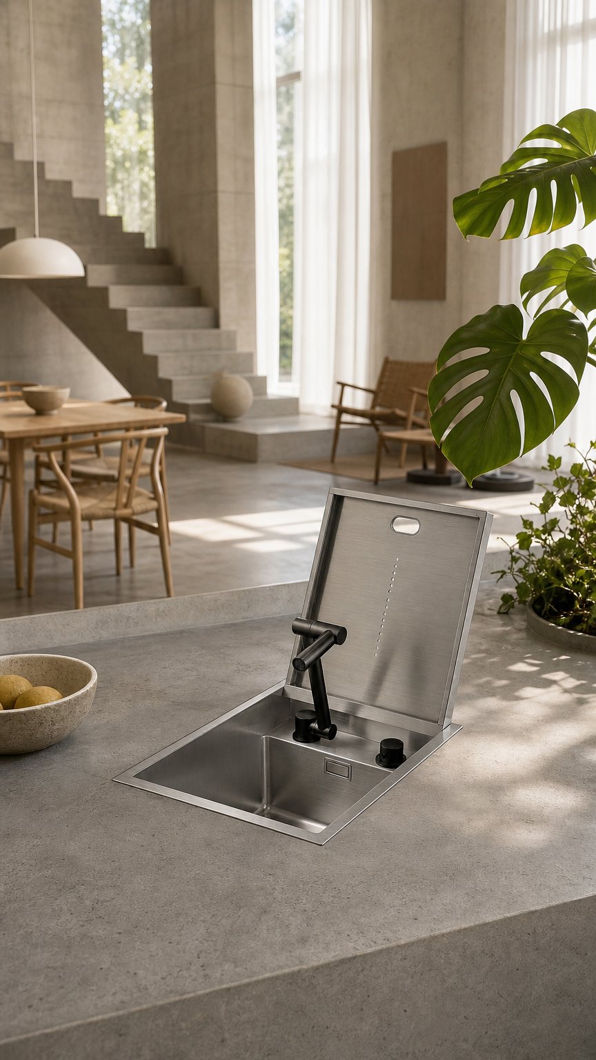 AI product shot of Cover Plate Sink with Folding Faucet