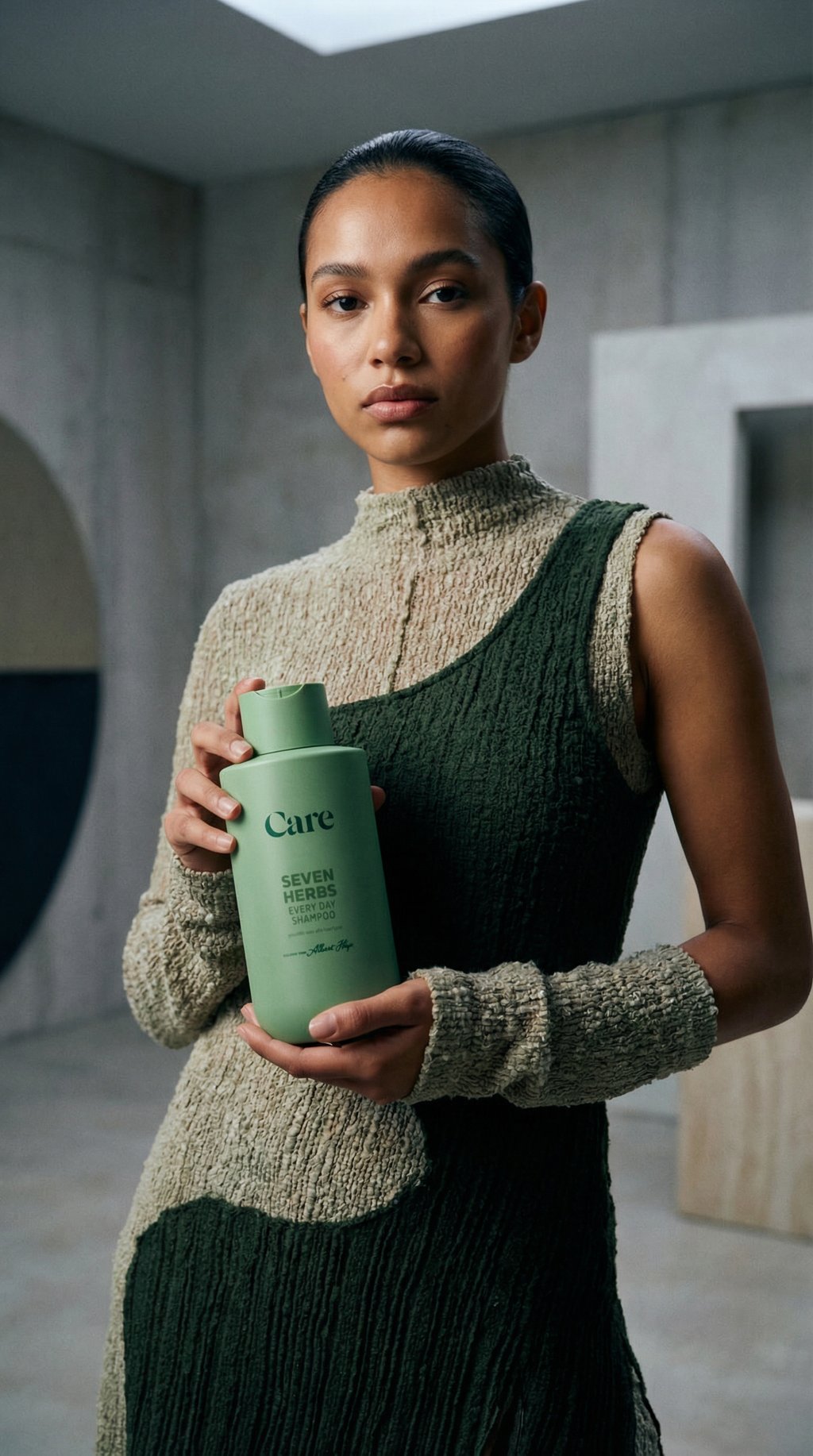 AI product shot of Care Seven herbs every day shampoo