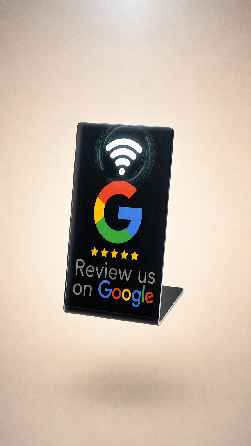 AI product shot of TapZilla NFC Google Review Stand – Get More Customer Reviews