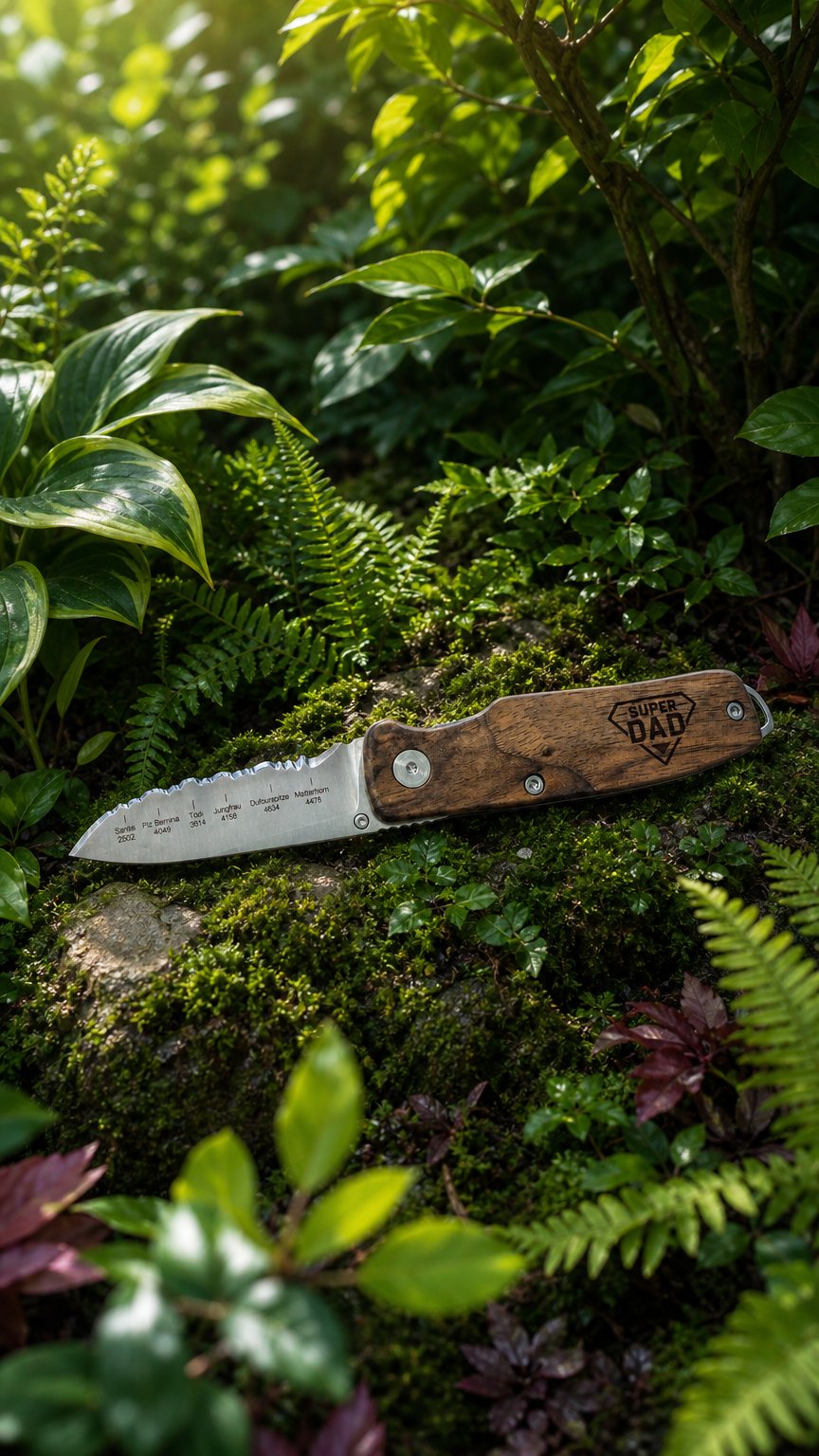 AI product shot of „Super Dad“, Best of Switzerland, Klappmesser Maloja