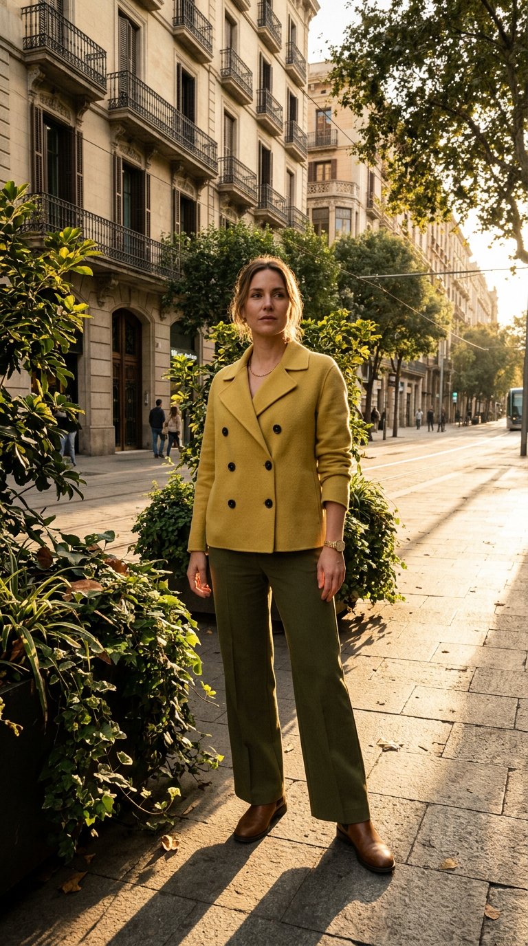 AI product shot of Bottega Veneta Doublebreasted cashmere jacket Yellow
