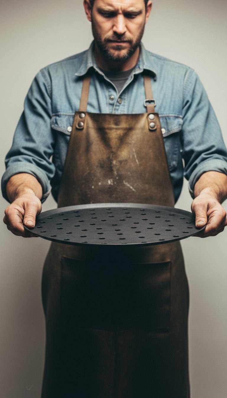 AI product shot of Seasoned Carbon Steel Pizza Steel