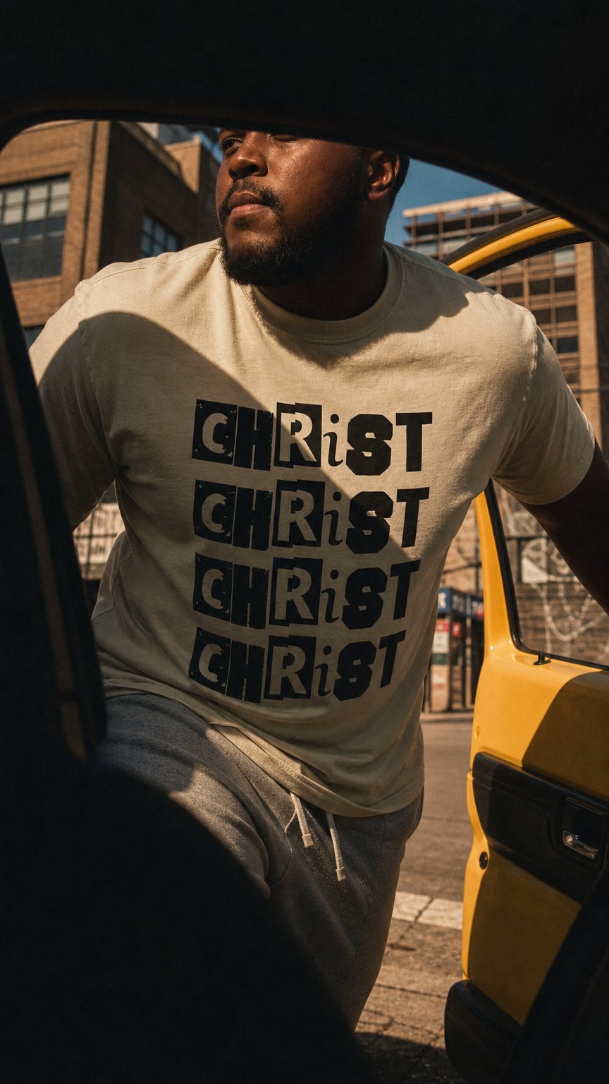 AI product shot of "Christ Christ" Tee
