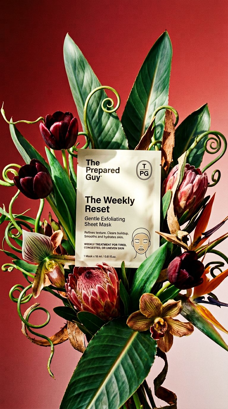 AI product shot of The Weekly Reset Sheet Mask, multipack