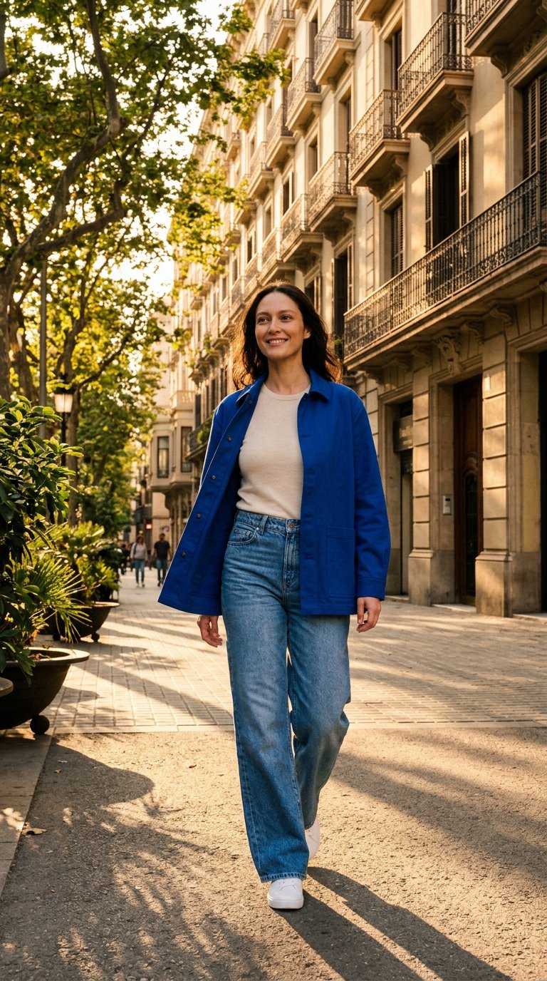AI product shot of Marcel Electric blue unisex jacket