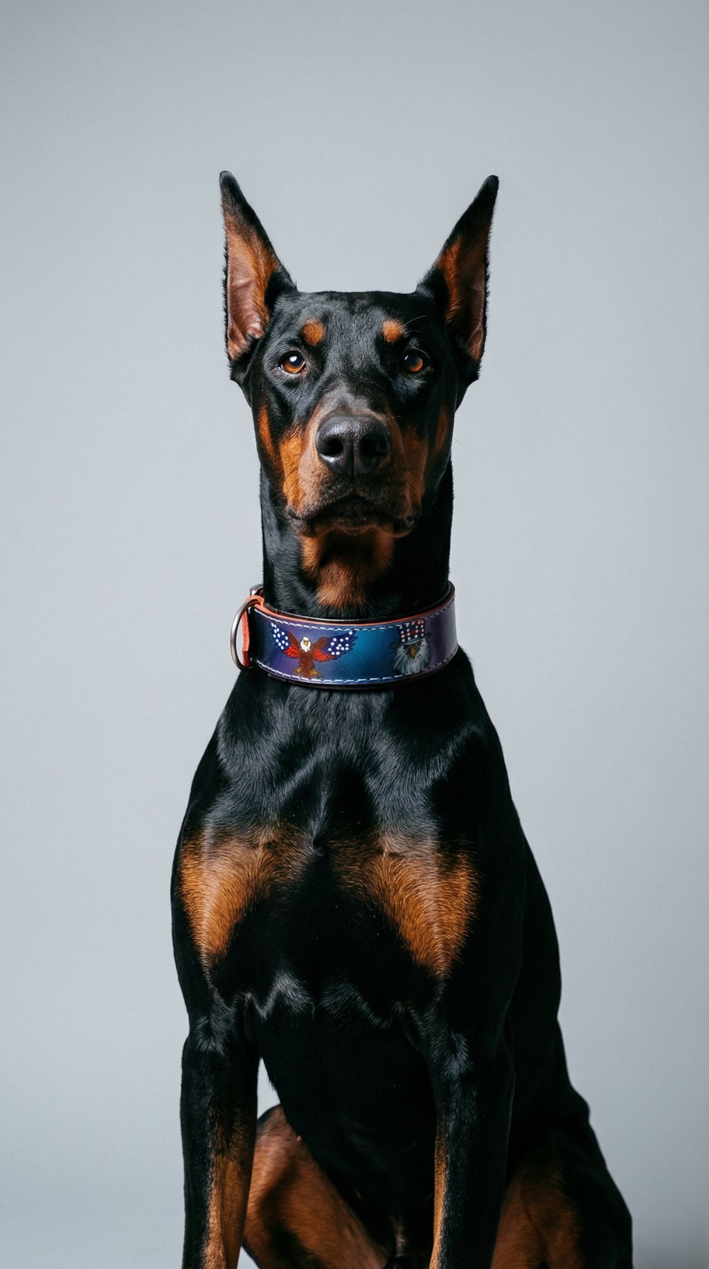 AI product shot of American Eagle Color-Shift Leather Dog Collar