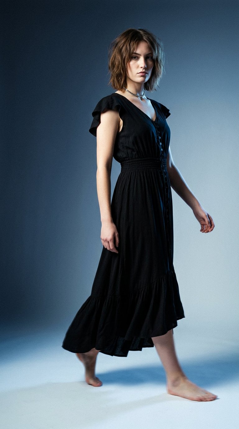 AI product shot of Black Hollie Boho Dress