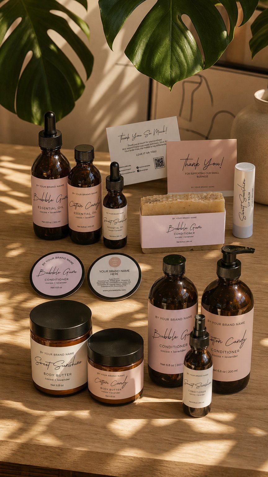 AI product shot of Stylish Cosmetic Product Label Template Canva Product Label Sticker Product Label Skincare Template Cosmetic Label Canva Bottle Label Design