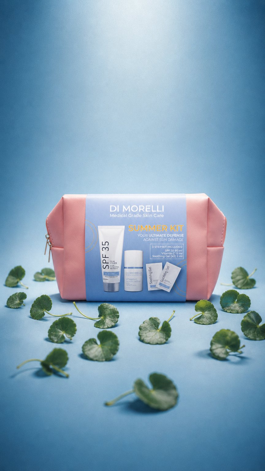 AI product shot of Summer Kit with Pink Cosmetic Bag