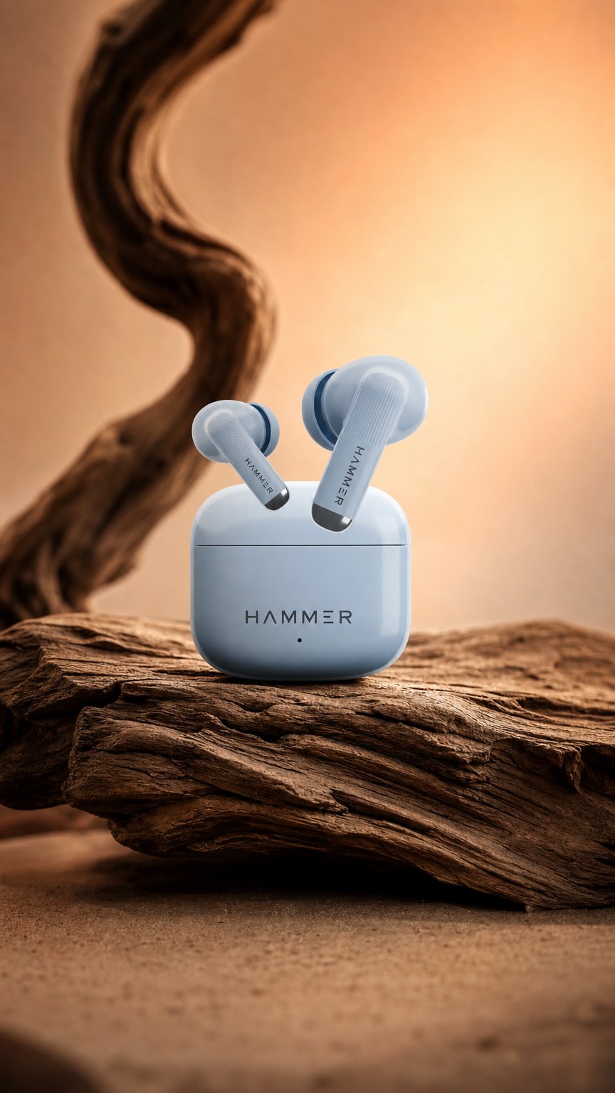 AI product shot of Hammer Airflow Flex Earbuds with 80H Playtime, Bluetooth v6.0, 13mm Drivers