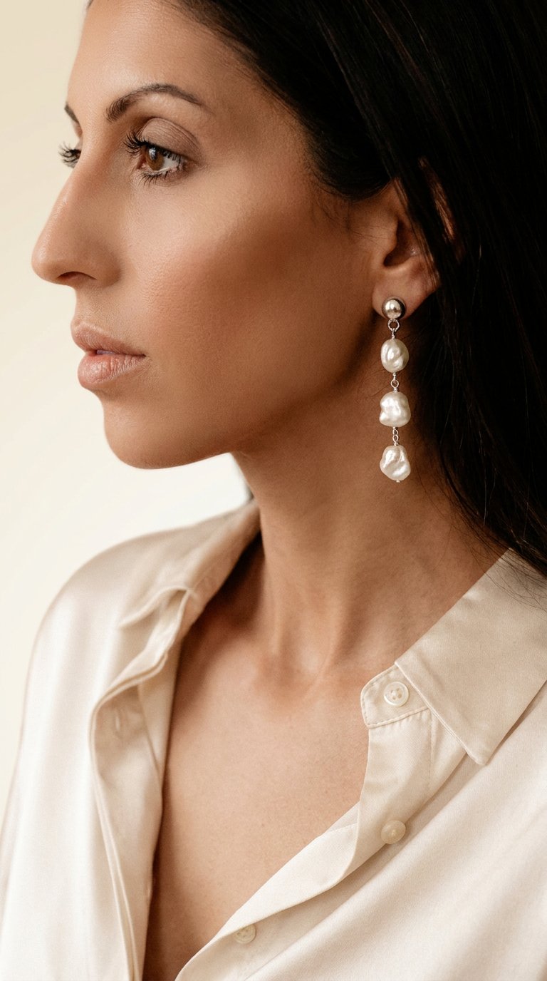 AI product shot of COCO PEARL DROP EARRING