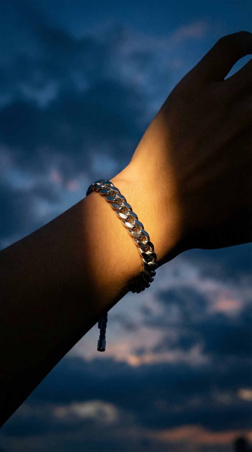 AI product shot of Grey Rope & Silver Chain