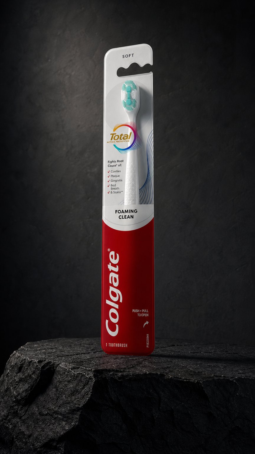 AI product shot of Colgate Total Foaming Clean Soft Toothbrush