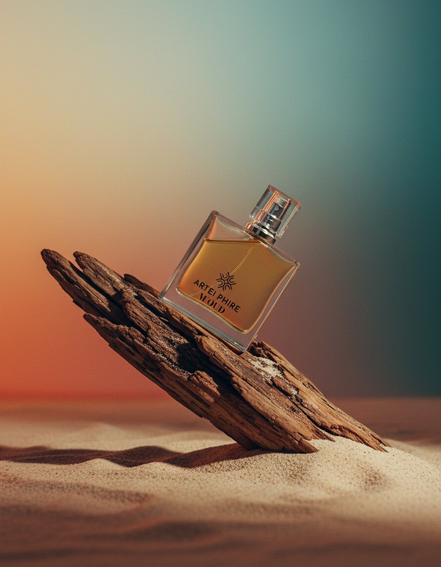 AI product shot of M'OUD Perfume – Bold Oud-Based Luxury Fragrance