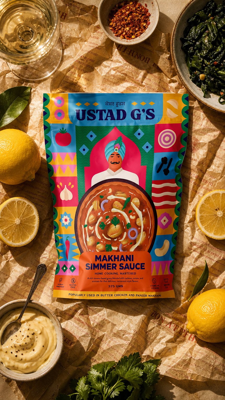 AI product shot of The Master's Makhani Simmer Sauce