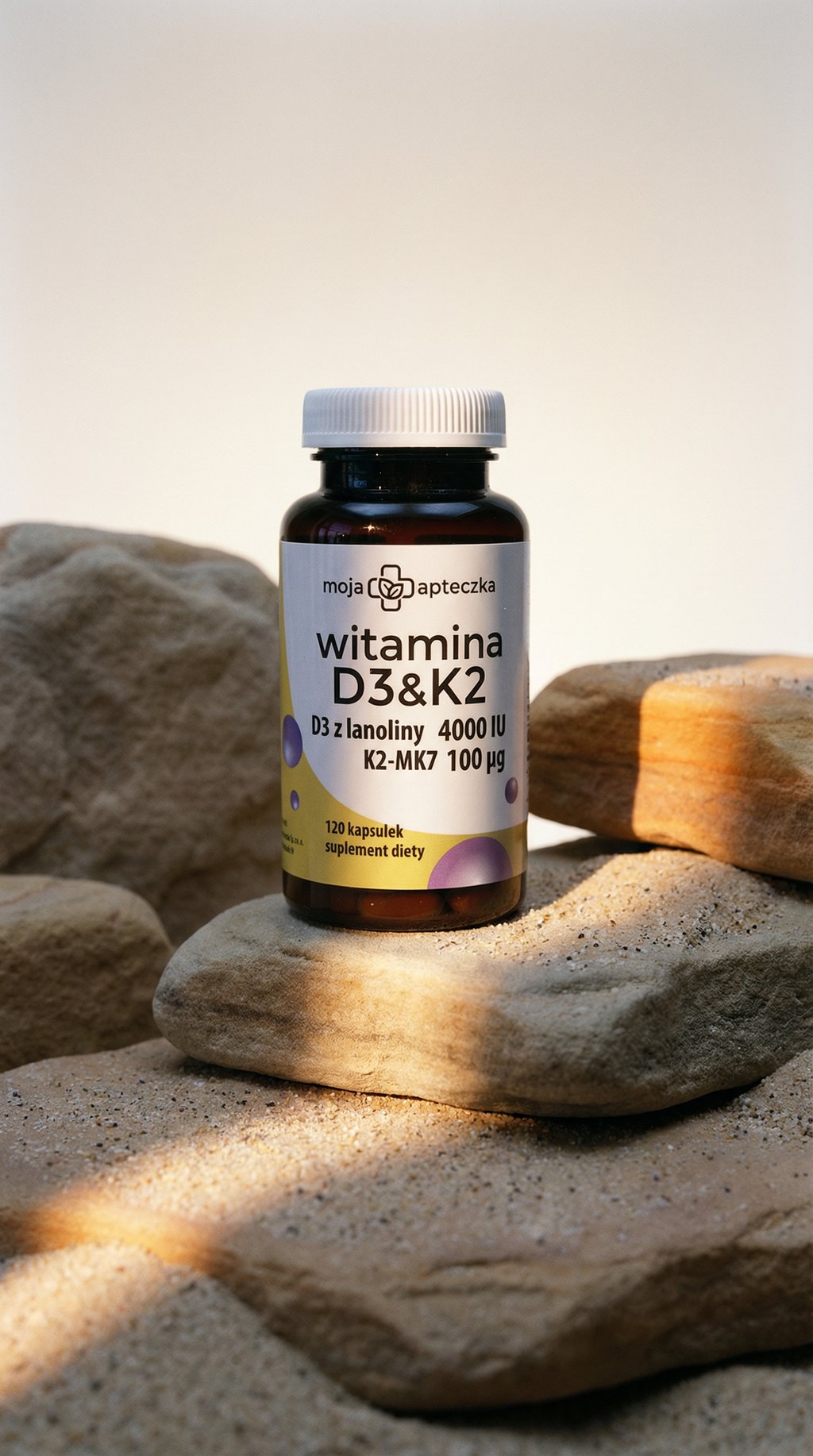 AI product shot of Witamina D3 Z Lanoliny K2 Mk7 Kapsulki