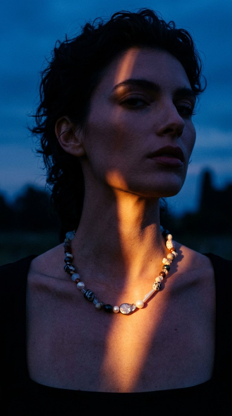 AI product shot of Earth & Tide Beaded Necklace