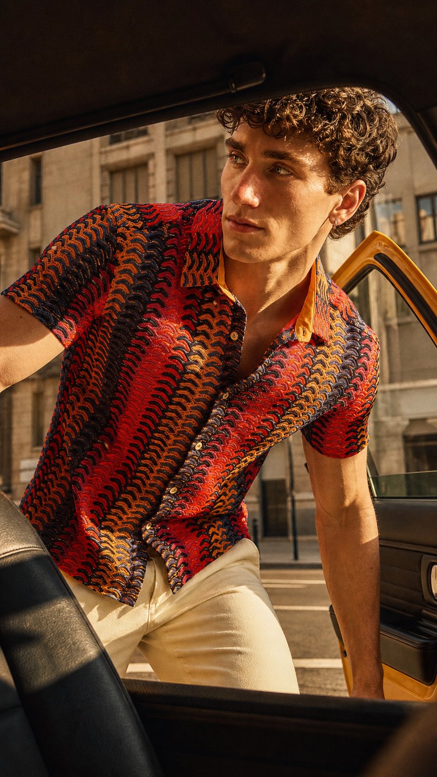 AI product shot of ST33LE Vertical Arrow Stripe Short Sleeve Shirt | Navy/Red