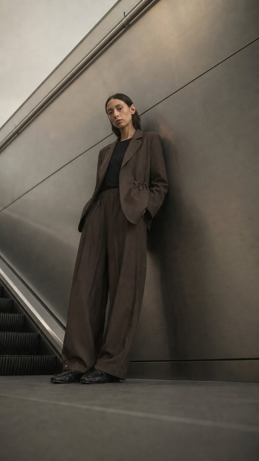 AI product shot of Cinched Blazer - Chocolate Wool