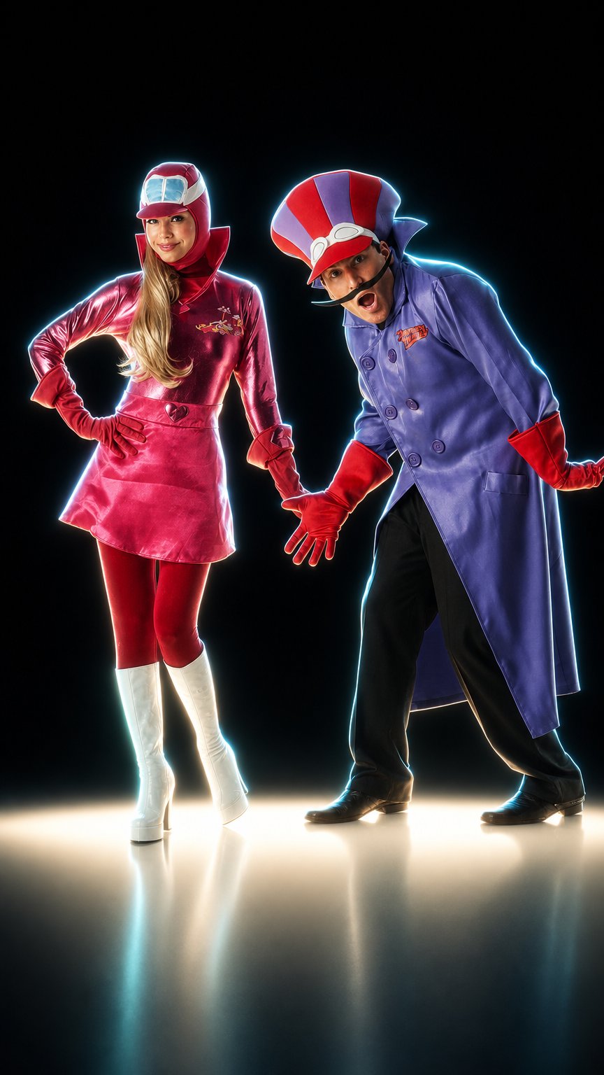 AI product shot of Wacky Racers Dick Dastardly & Penelope Pitstop - Couples Costume